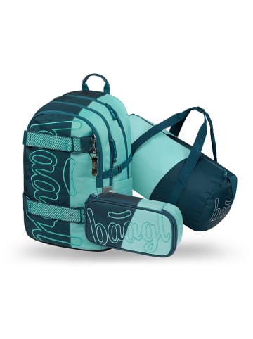 BAAGL 3-tlg. Set: Schulrucksack Skate in Rosa Petrol