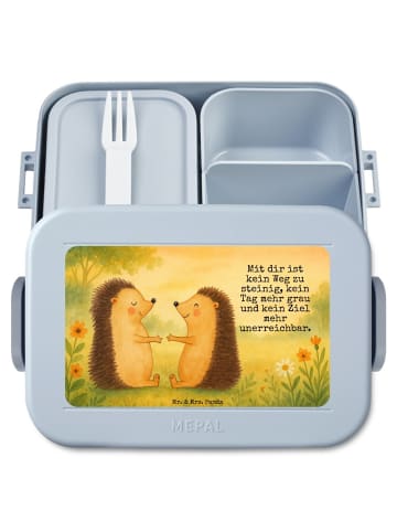 Mr. & Mrs. Panda Bentobox Igel Liebe Design mit Spruch in Blau Pastell