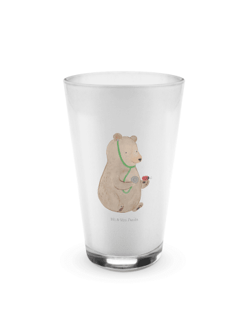 Mr. & Mrs. Panda Wasserglas Bär Arzt ohne Spruch in Transparent