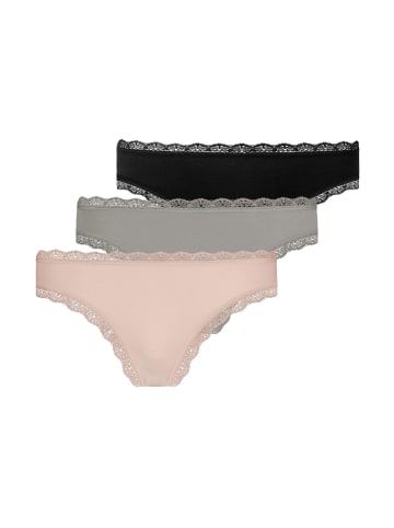 SNOCKS Tangas mit Spitze aus Bio-Baumwolle Mix (Apricot/Grün/Schwarz) 3 Stück