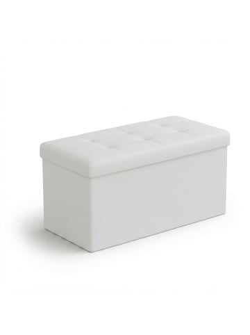 relaxdays Sitzbank in Weiß - (B)76 x (H)38 x (T)38 cm