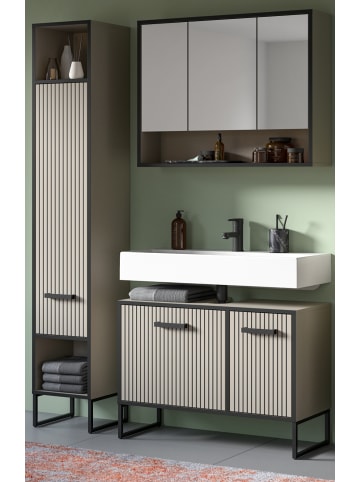 Inn.Furn Badmöbel-Set 3-teilig Scana in schwarz, sand 125 cm, Kombination mit Soft-Close
