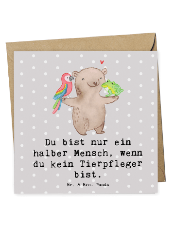 Mr. & Mrs. Panda Deluxe Karte Tierpfleger Herz mit Spruch in Grau Pastell