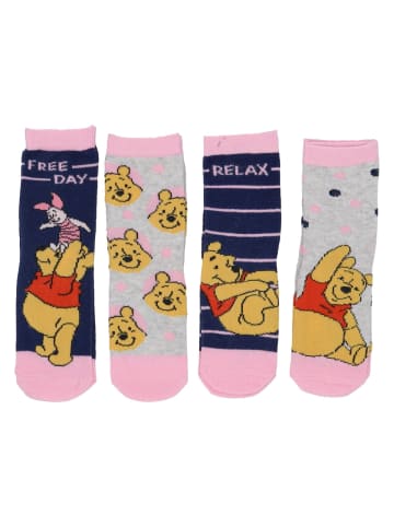 Winnie Puuh Winnie the Pooh Sneaker Socken – 4 Paar Strumpfset für Mädchen in Mehrfarbig