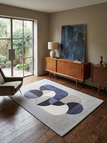 KADIMA DESIGN Teppich Wolle, Handverziert, Zeitloses Design, Pflegeleicht in Hellgrau