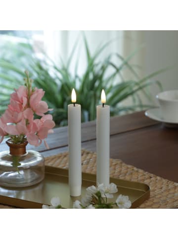 Deluxe Homeart 2x LED Stabkerzen Mia Tafelkerzen Echtwachs H: 15cm in weiß