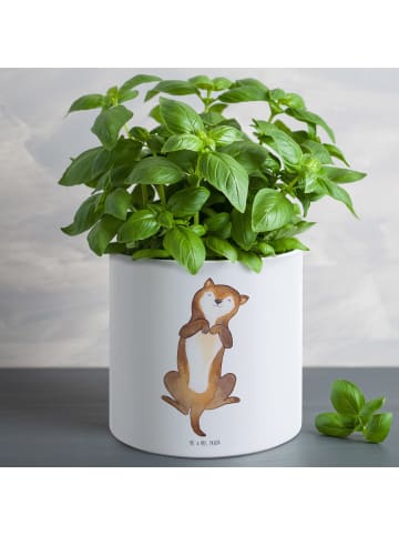 Mr. & Mrs. Panda Blumentopf Hund Streicheln ohne Spruch in Weiß