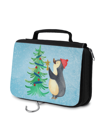 Mr. & Mrs. Panda Kosmetiktasche Pinguin Weihnachtsbaum ohne Spruch in Eisblau