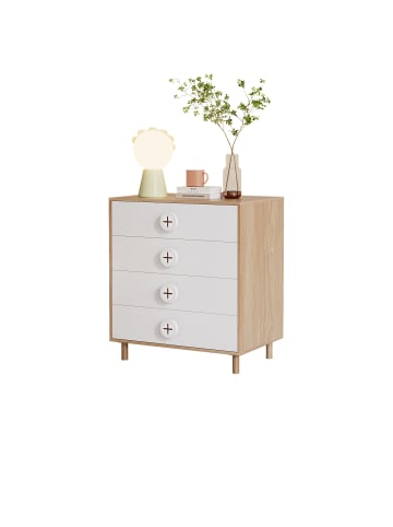ABRIHOME Kommode mit 4 Schubladen in Weiß, 80*54*90cm