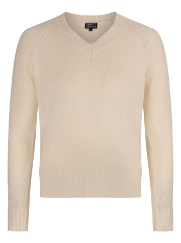 CASH-MERE.CH Recycelter V-Ausschnitt Pullover in Ecru