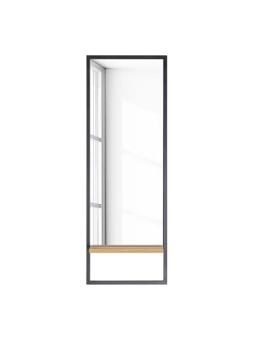 home24 home24 Spiegel (1er Set) - Eiche / Schwarz - Metall & Spanplatte furniert - 44.0 x 128.0 x 12.0 cm in Eiche / Schwarz