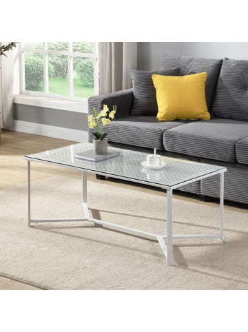 FineBuy Couchtisch in Weiß / Glas / 100x50x42