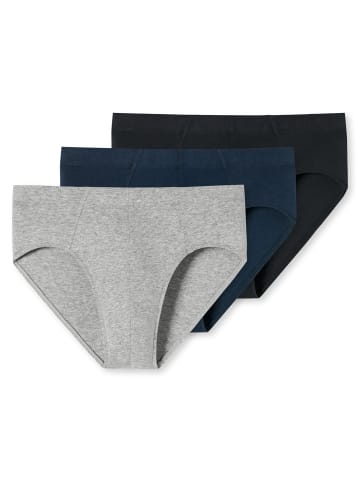 Schiesser Slip 3er Pack in Schwarz/Blau/Grau