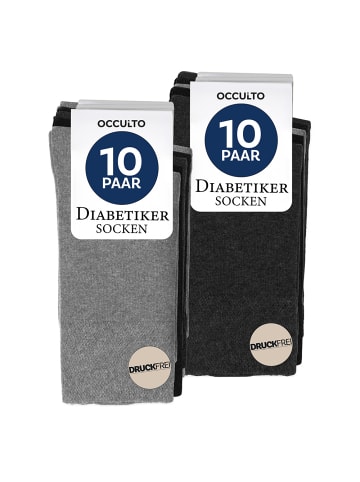 Occulto 10er Pack Diabetikersocken Goetz in Grau-Mix