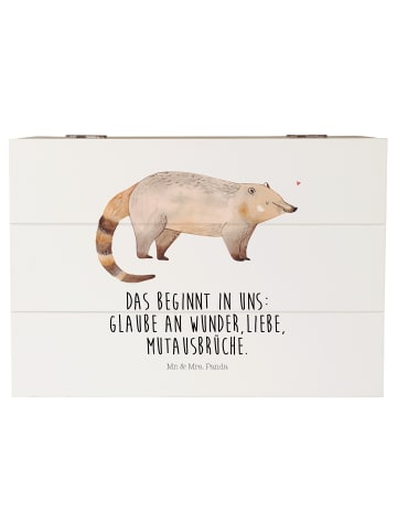 Mr. & Mrs. Panda aufbewahrungstruhe Nasenbär mit Spruch in Weiß