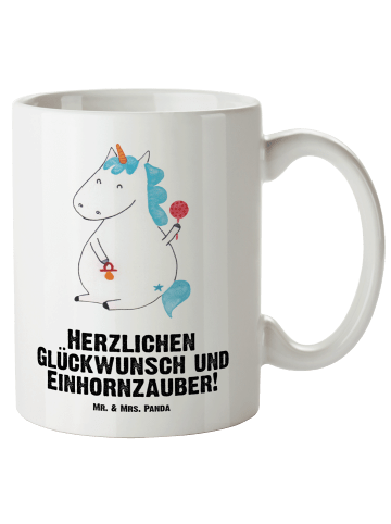 Mr. & Mrs. Panda Steinguttasse Einhorn Baby mit Spruch in Weiß