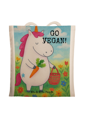Mr. & Mrs. Panda Tragetasche Einhorn Vegan Design mit Spruch in Weiß