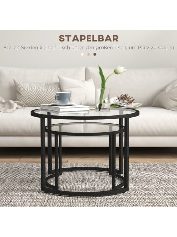 HOMCOM Couchtisch-70L x 70B x 47,5H cm-Schwarz