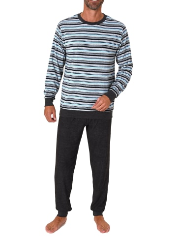 NORMANN langarm Frottee Schlafanzug Pyjama Bündchen - 82255 in hellblau