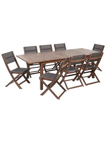 Beliani 9-tlg Gartentisch Set CESANA in Braun/Grau