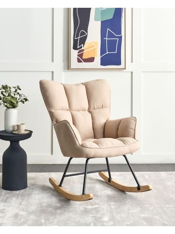 Beliani Schaukelsessel OULU in Beige/Schwarz/Braun - (W) 71 x (H) 104 x (L) 83 cm
