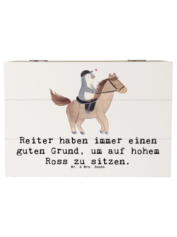 Mr. & Mrs. Panda Holzkiste Reitsport Stolz mit Spruch in Weiß