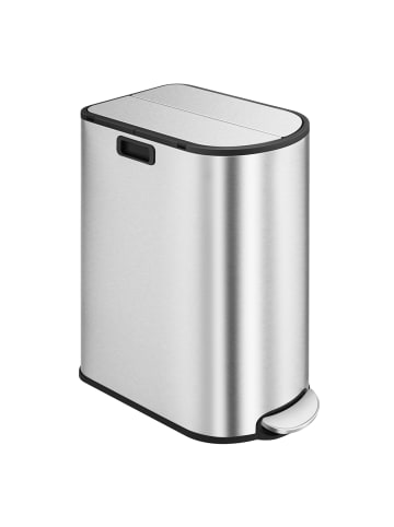 SONGMICS Mülleimer in Metallicsilber - (B)29 x (H)64 x (T)54 cm - 50 L