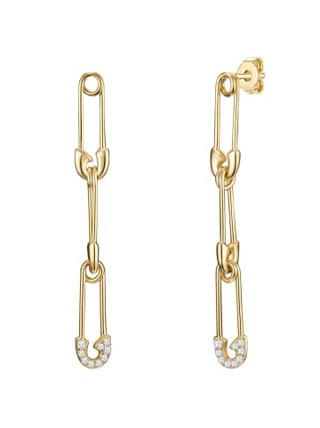 Ohrhänger Sicherheitsnadel aus Sterling Silber mit Zirkonia in gelbgold