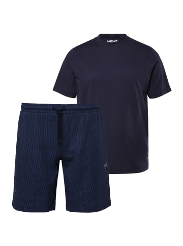 Men Plus Langer Schlafanzug in navy blau