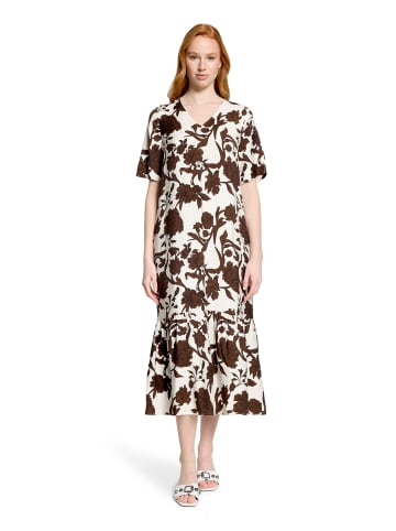 CARTOON Midikleid mit Volant in Weiß/Braun