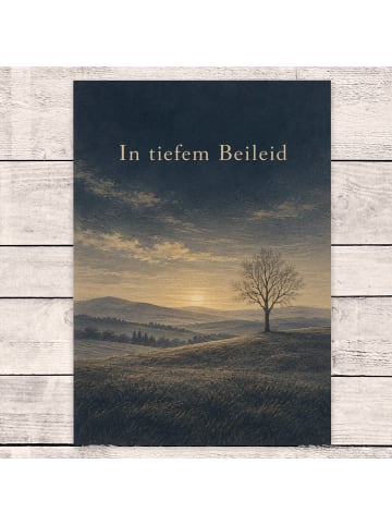 Trauerkarte Baum würdevoll Design mit Spruch in Weiß