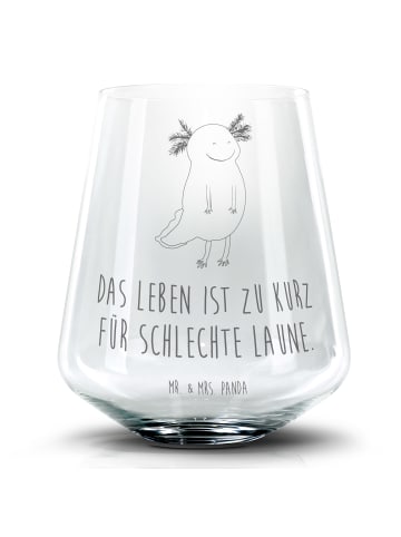 Mr. & Mrs. Panda Whiskyglas Axolotl Glücklich mit Spruch in Transparent