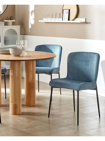 Beliani 2er-Set Esszimmerstuhl ADA in Blau/Schwarz
