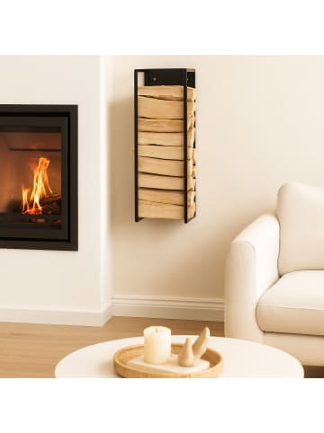 relaxdays Kaminholzregal in Schwarz - (B)25 x (H)100 x (T)25 cm
