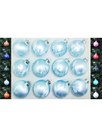 Thüringer Glasdesign 12x Thüringer Glas Eislack 6cm Christbaumkugeln in Himmelblau