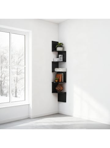 relaxdays Eckregal in Schwarz - (B)20 x (H)125 x (T)20 cm