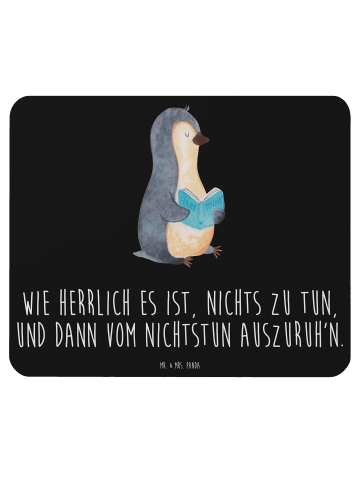 Mr. & Mrs. Panda Mauspad Pinguin Buch mit Spruch in Schwarz