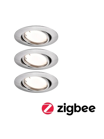 paulmann EBL Set Base Zigbee Coin Dimmbar schwenkbar 3x430lm Eisen gebürstet