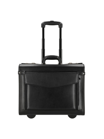 Dermata 2-Rollen Pilotentrolley Leder 45,5 cm Laptopfach in schwarz