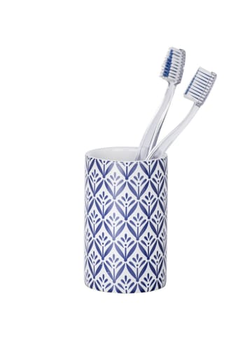 Wenko Keramikbecher für Zahnbürsten in Blau, (B) 6,5 x (H) 11 x (L) 6,5 cm