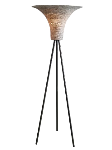 SalesFever Stehleuchte 152 cm mit Metallgestell und Geflechtschirm aus Polyrattan in Natur