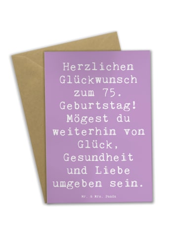 Mr. & Mrs. Panda Grußkarte Spruch 75. Geburtstag mit Spruch in Lavendeltraum