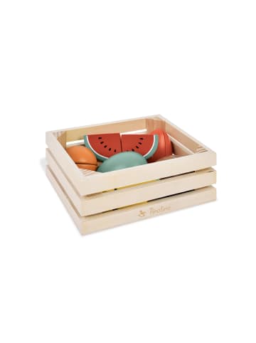 Pinolino Obst-Set mit Messer im Holzkorb, 8-tlg., 17 x 13 x 7 cm