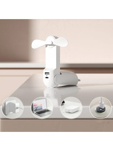 JisuLife Jisulife Life8 Mini Handventilator 3in1 mit LED & Powerbank in Weiß