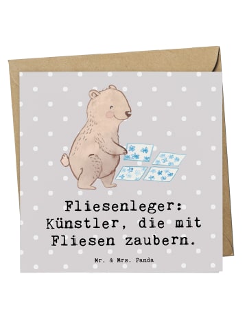 Mr. & Mrs. Panda Deluxe Karte Fliesenleger Künstler mit Spruch in Grau Pastell