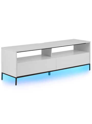 Beliani TV-Möbel SYDNEY in Weiß/Schwarz - (W) 150 x (H) 52 x (L) 42 cm