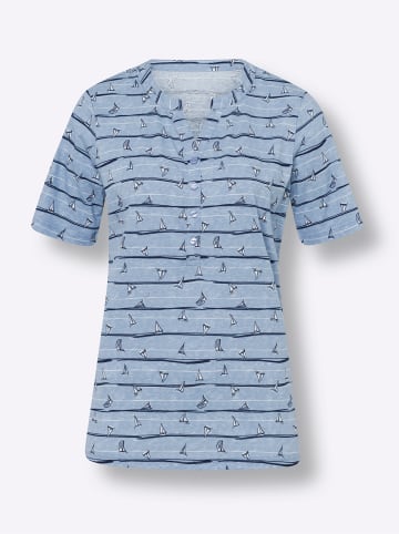 Sieh an! Kurzarm-Shirt in bleu-marine-bedruckt