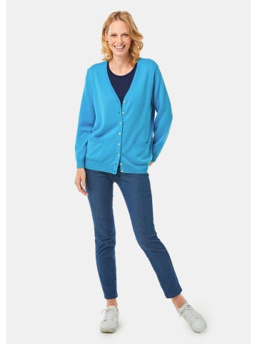 GOLDNER Uni Merino-Cardigan Langarm in türkis