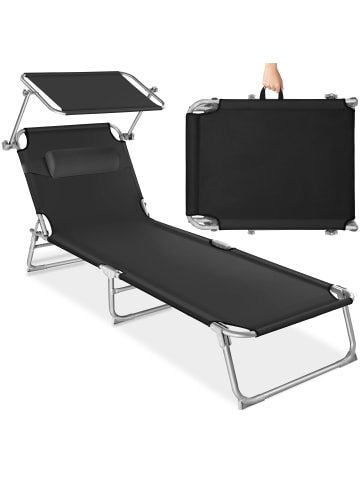 tectake Sonnenliege, verstellbare Rückenlehne mit Kopfpolster, 190x68x111cm