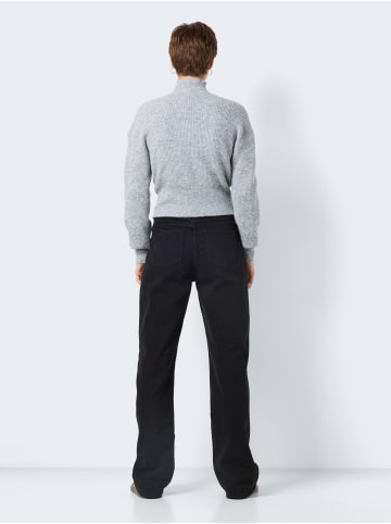 Noisy may Cropped Rippstrick Pullover Rundhals NMNELLA in Grau